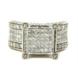 A white gold diamond ring,