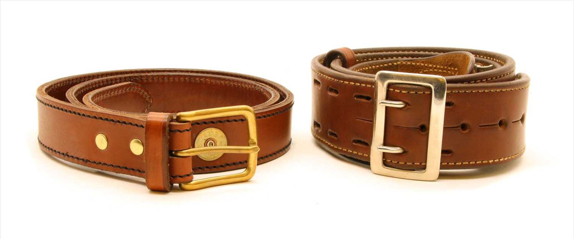 A gentleman's brown leather belt