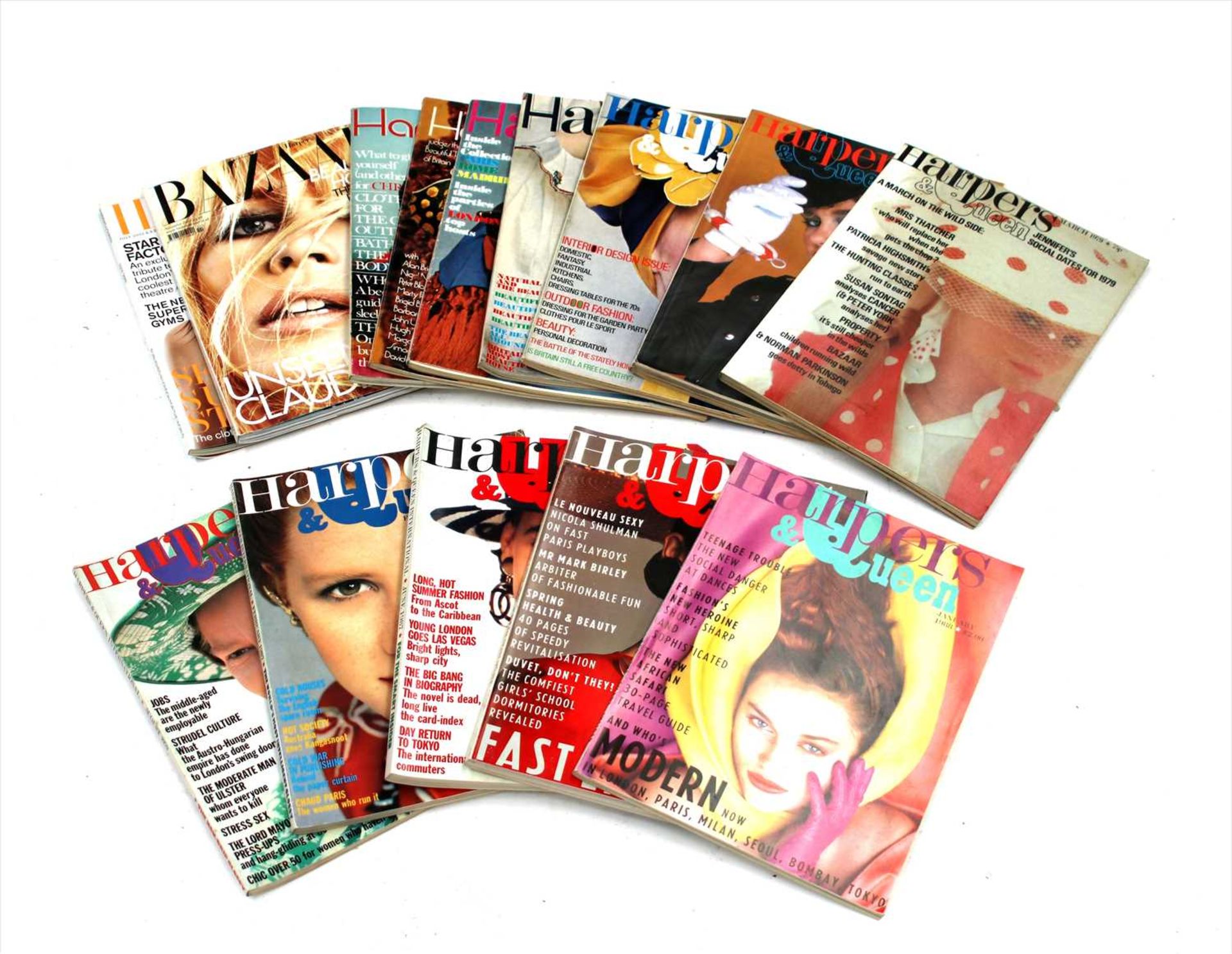 A collection of approximately 150 Harpers Bazaar and Harpers Queen Magazines,