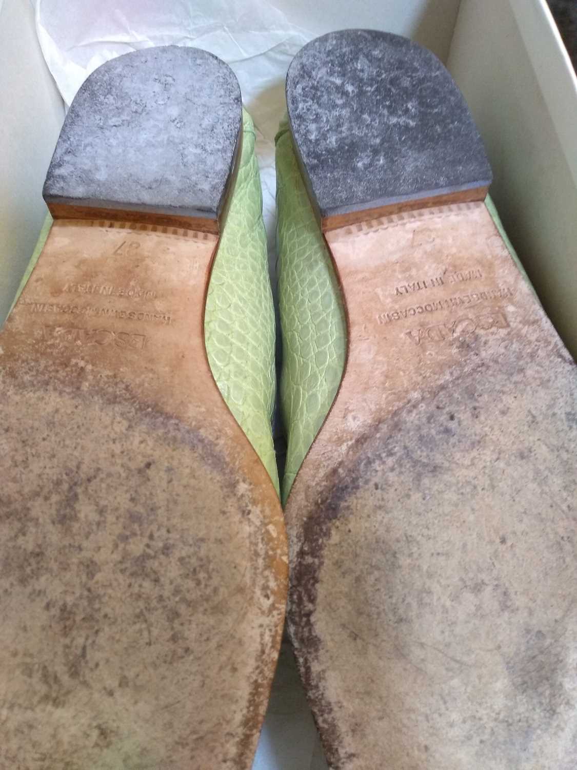 A pair of Escada green leather embossed loafers, - Image 2 of 4