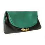 A Marni blue and green lambskin fold-over clutch