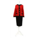 A Celine red and black wool skirt suit