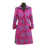A Favourbrook fuchsia pink embroidered silk coat and dress