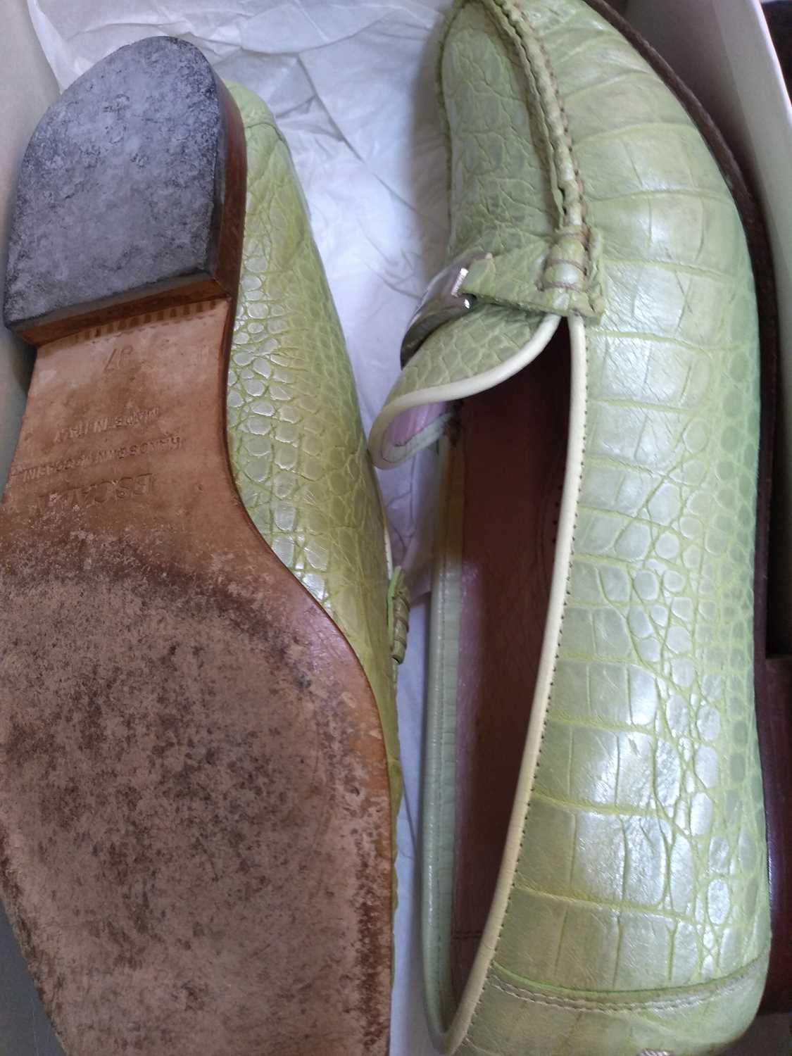 A pair of Escada green leather embossed loafers, - Image 4 of 4