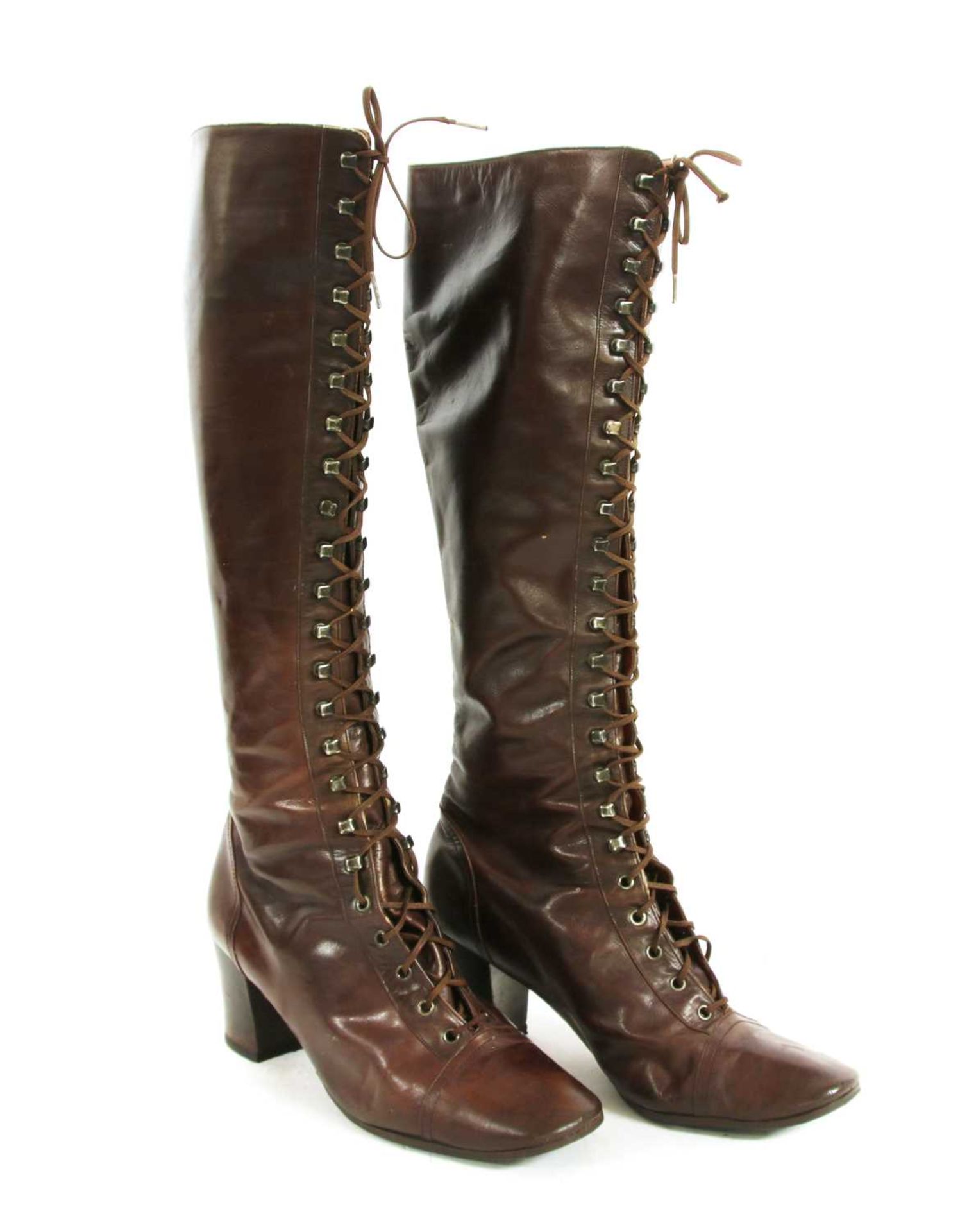 A pair of Yves Saint Laurent heeled knee-high boots,