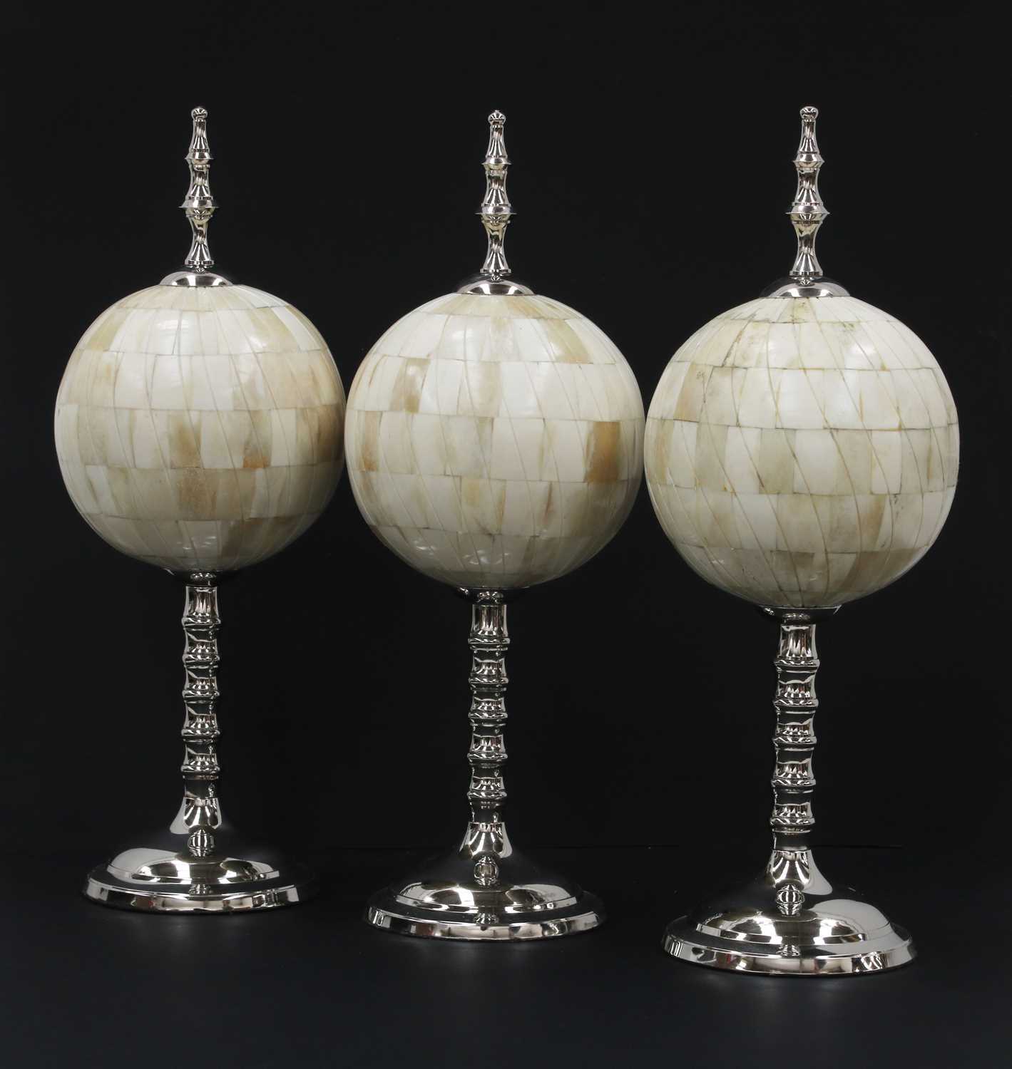 A box of globe ornaments