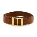 A Canali brown crocodile leather belt