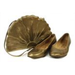 Clive Shilton gold metallic shoes and bag