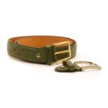 A Pickett of London gentleman's green ostrich leather belt