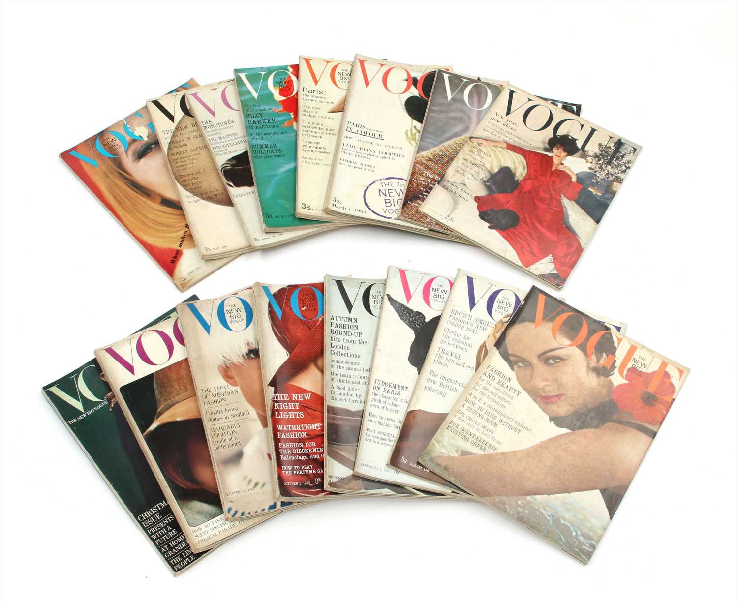 A collection of Vogue magazines