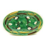 A Minto majolica lily and bullrushes platter,