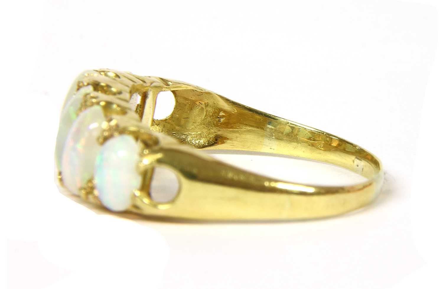 A gold five stone opal ring, - Image 2 of 3