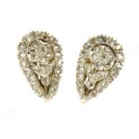A pair of silver and gold diamond clip earrings