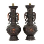 A pair of Japanese bronze vases,,