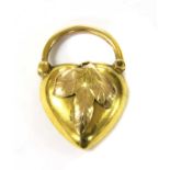 An Art Nouveau gold heart shaped padlock clasp,