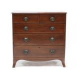 A George III mahogany and boxwood strung caddy top chest