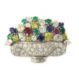 A platinum diamond and gemstone giardinetti brooch, c.1940,