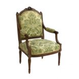 A French carved oak salon chair,