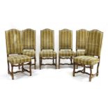 A set of six French beech dining chairs,