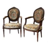 A pair of 19th century walnut fauteuils