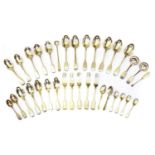 A collection of silver and plated flatware,