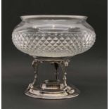 An EPNS mounted cut glass pedestal fruit bowl