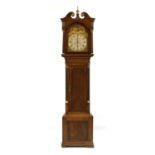 James Wilson, Stamford, an oak and mahogany longcase clock,