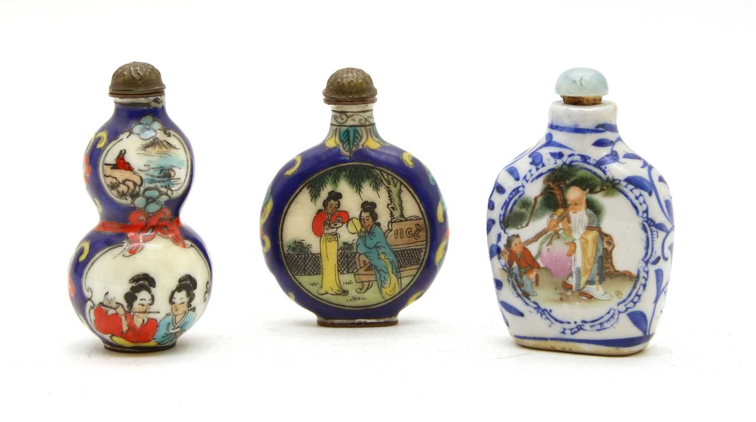 Three Chinese scent bottles