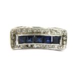 A white gold sapphire and diamond dress ring, c.1950,