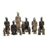 Fourteen terracotta warrior figures