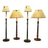A pair of George III style mahogany table lamps,