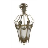 A large brass hall lantern,