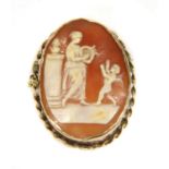 A gold shell cameo brooch,