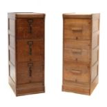 Two oak filing cabinets,