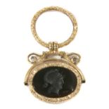 A Georgian gold cased hardstone swivel seal,