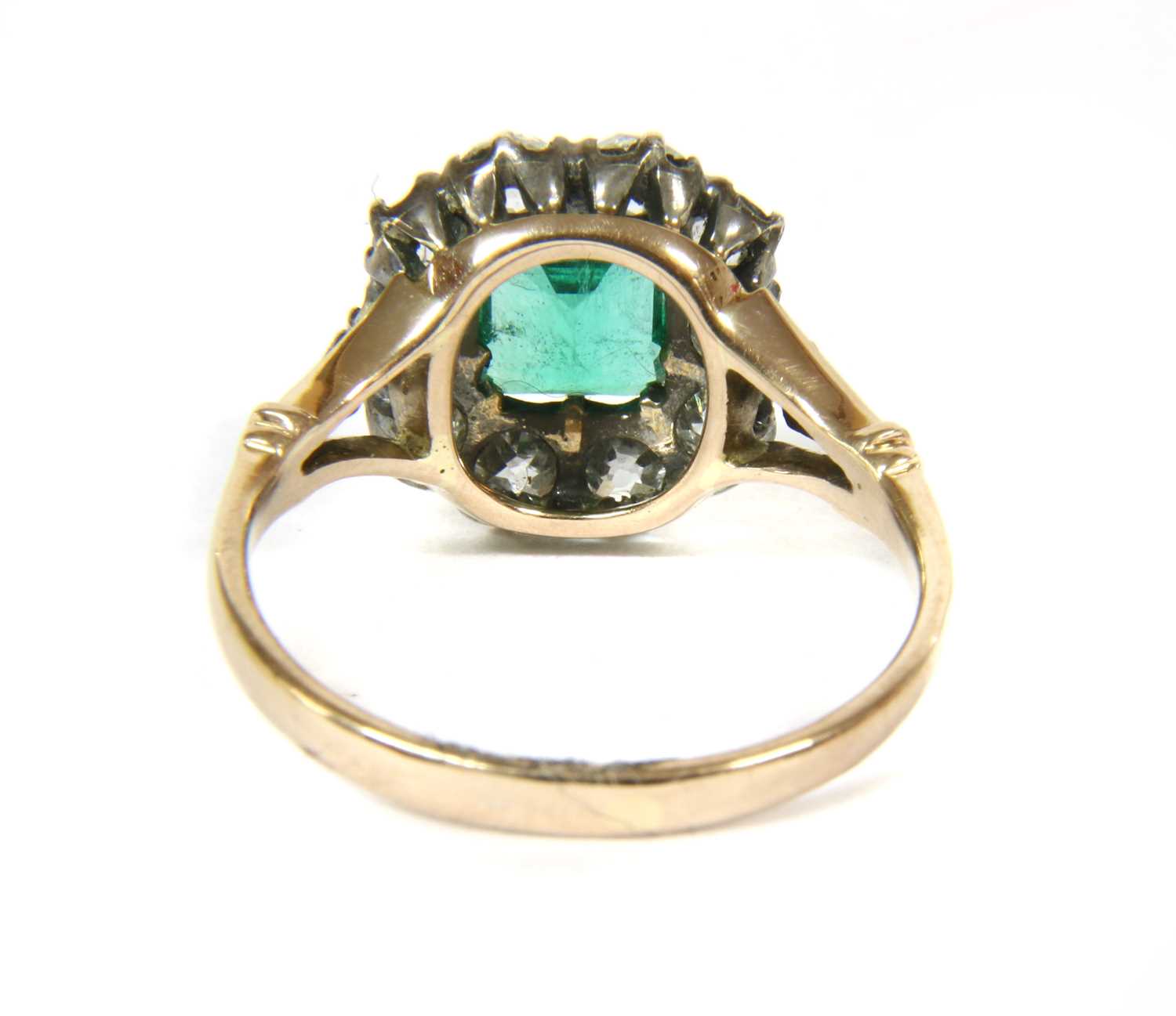 A Victorian gold and silver, emerald and diamond cluster ring, - Image 2 of 2