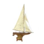 A Large gaff rigged model sailing pond yacht,
