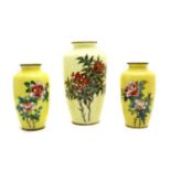 A collection of three Japanese cloisonné vases,