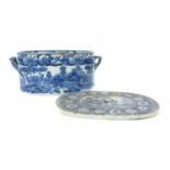 A 19th century Staffordshire blue & white foot bath