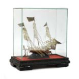 Two Portuguese white metal ship models,