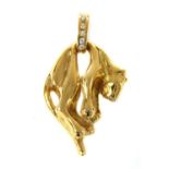 A gold diamond panther pendant,