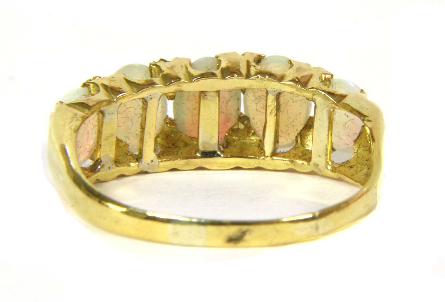 A gold five stone opal ring, - Image 3 of 3