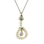 An Edwardian platinum and gold, diamond and seed pearl necklace,