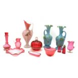 A large quantity of coloured glassware,