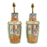 A pair of Canton vases,