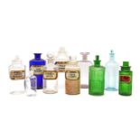 Ten various apothecaries bottles,