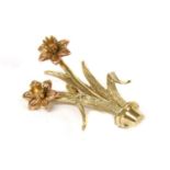 A Clogau Welsh 9ct gold daffodil brooch,