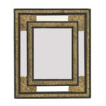 An ebonised and gilt rectangular mirror,