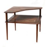 A Danish teak two-tier corner table,