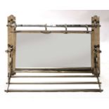 A chromed hanging hat rack,